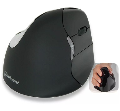 עכבר ארגונומי אנכי אלחוטי בלוטות' למחשב צבע שחור לשמירה על מפרק כף היד למשתמשי מק בלבד Evoluent VM4RM VerticalMouse 4 Right Bluetooth MAC Only